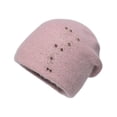 thumbnail image 2 of dianhelloya Warm hat LadyHat Sequins Rhinestone Decoration Shiny Solid Color Brimless Autumn Winter Coldproof Knitting Beanie Hat Streetwear Pink, 2 of 8