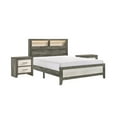 thumbnail image 5 of King Size Platform Storage Bed - Modern Farmhouse, Gray Beige Wood Bed Frame, Built-in Lighting, Plank Headboard, Bedroom Furniture, 87"x80", 5 of 6