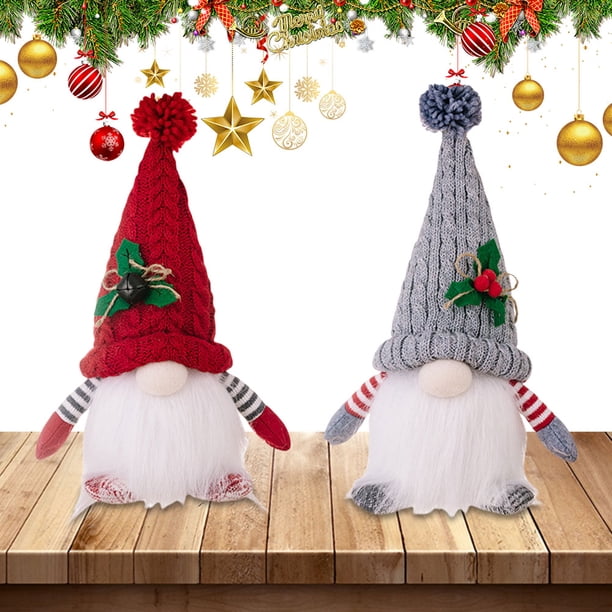 Adornos Navideños Felpa Con Luces Gorro Punto Enano Muñeco Luminoso Rudolph Nombre Orname
