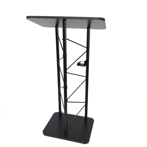 FixtureDisplays Truss Metal and Wood Podium 25" Wide X 16" Deep X 47" Tall Church Pulpit Lectern with Cup Holder 11566-NEW