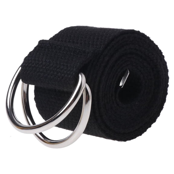 Giaone Teenager Boys Girls Students Double Ring Buckle Waist Belt Canvas Solid Color