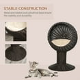thumbnail image 3 of PawHut 27" Hooded Elevated Cat Bed Rattan Kitten Condo Round with Cushion, Coffee, 3 of 9