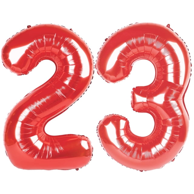 Decoración para fiesta de cumpleaños con forma de globo Upegesy, número 23, rojo, 1 m