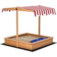 thumbnail image 1 of Bac à Sable en Bois pour Enfants Hauteur Réglable avec Bassins à Auvent, 1 of 5