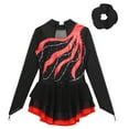 thumbnail image 3 of Alvivi Girls Sparkly Figure Skating Dance Dress Long Sleeve Tutu Skirted Leotard with Hair Band Red 10, 3 of 7