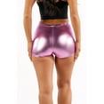 thumbnail image 5 of Metallic Booty Shorts Sparkly Short Shorts - Shiny Sexy Hotpants for Rave Dance Disco Party Costume Lavender 1X, 5 of 5
