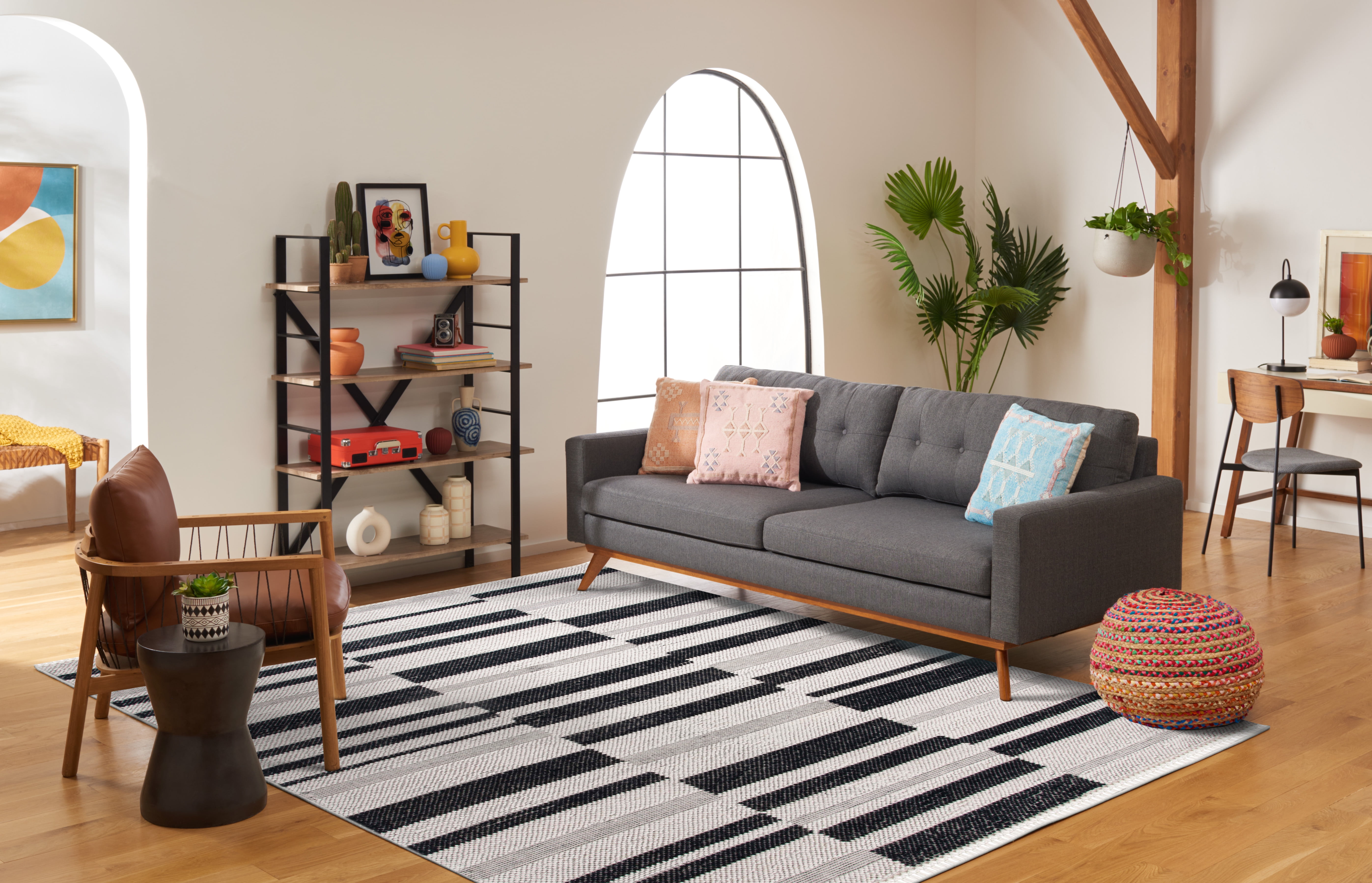 SAFAVIEH Natura Qendro Striped Area Rug, Ivory/Black, 4' x 6'