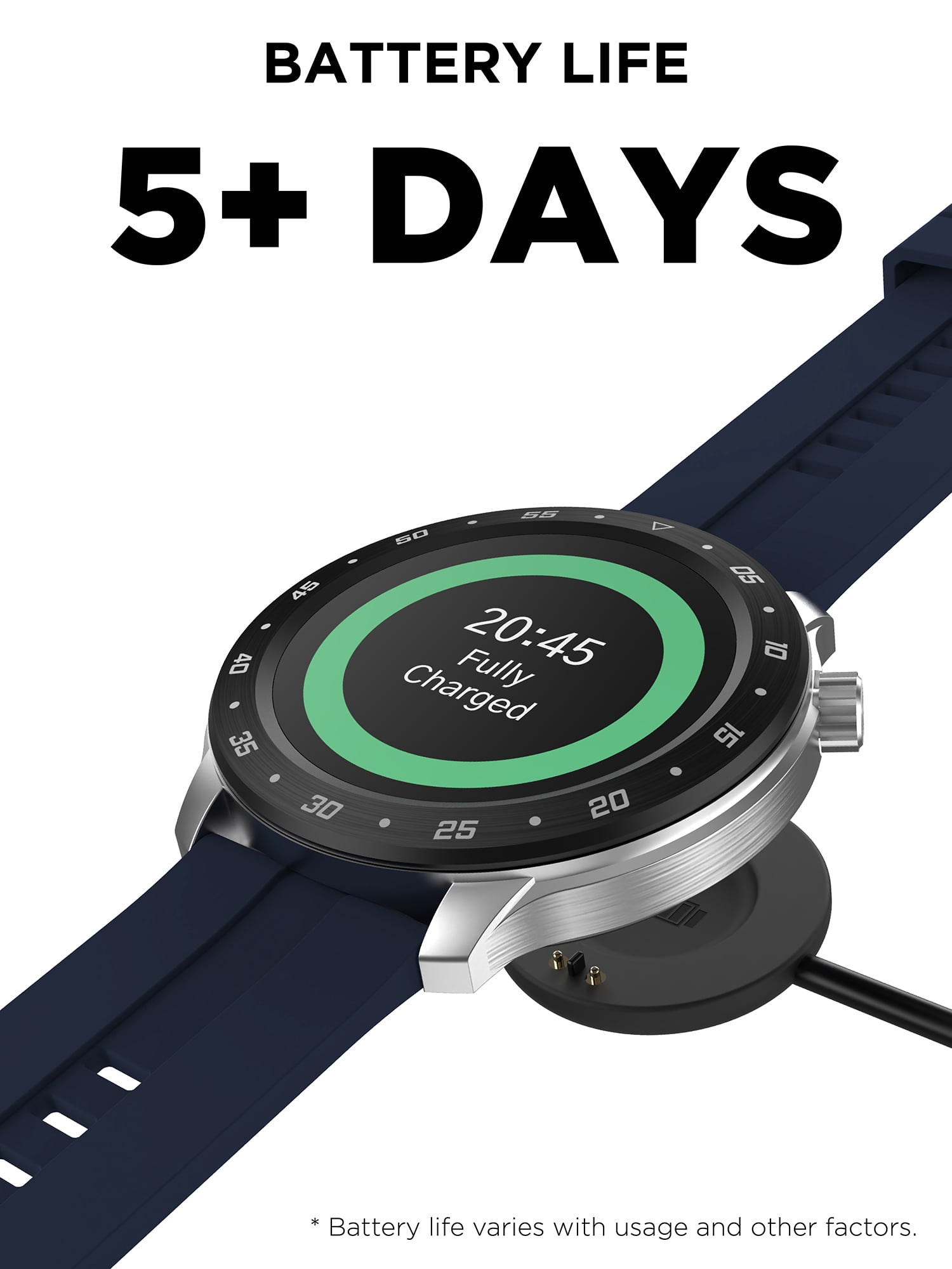 iTech Bold 3 Unisex Adult Smart Watch, Navy, Silicone Strap