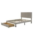 thumbnail image 6 of Queen Platform Bed Frame with Storage, Beige Velvet Upholstered Platform Bed with Headboard/Drawer, Modern Bedroom Furniture, Queen Size Bed Frame for Adult, Support 500lb, No Box Spring Needed, J1877, 6 of 20