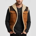 thumbnail image 2 of Men's Winter Polar Fleece Vest Outerwear Sherpa Lined Fleece Warm Work Casual Sleeveless Vest Shacket Jackets,Snap Button Multi Pocket Big and Tall Sizes S-3XL Khaki, 2 of 6