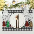 thumbnail image 3 of Christmas Placemats Set of 4, 12x18 Inch Xmas Tree Buffalo Plaid Washable Cotton Linen Table Place Mats Rectangler for Farmhouse Seasonal Winter Holiday Dinner Party Decor, 3 of 8