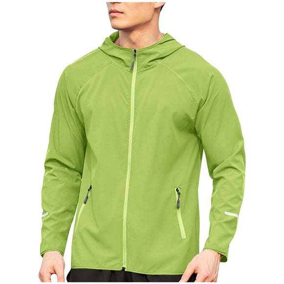 hotojiny Veste d'Entraînement pour Hommes Légère et Respirante à Fermeture Éclair UPF 50+ Chemise de Pêche et de Randonnée Coupe-Vent Élégante avec Poche