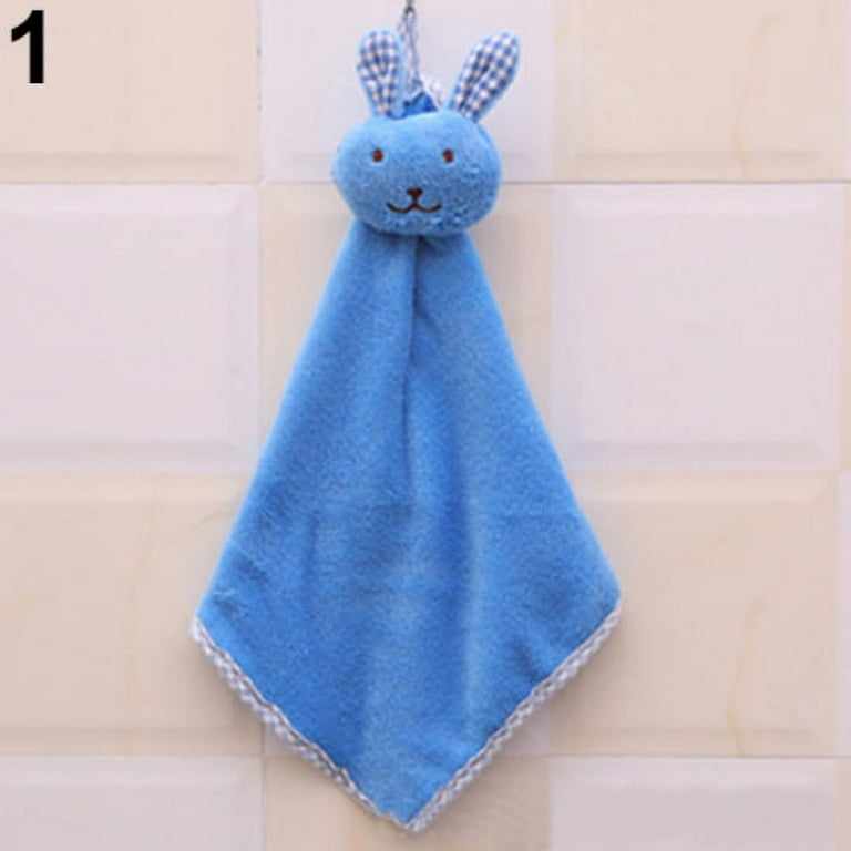 2 Pack Cute Chenille Hand Towels for Kids Hanging Hand Towel Children  Towels Soft Kids Towels Absorbent Fast Drying Hang Towel for Bathroom  (Tan&Blue)