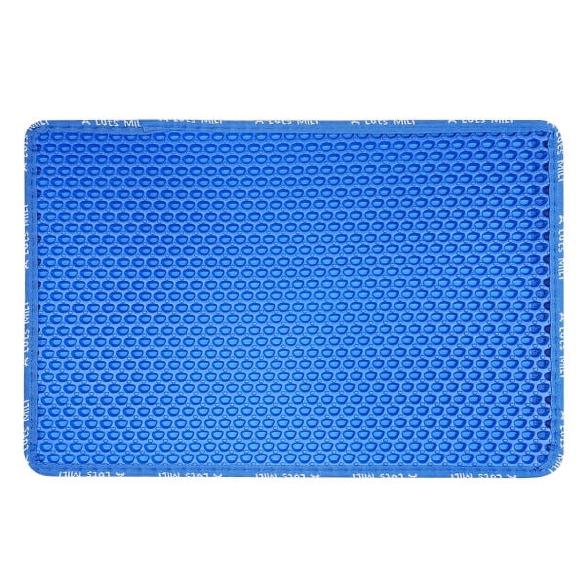 Cat Litter Mat – Double Layer Honeycomb Design, Waterproof & Easy Clean Scatter Control Mat for Cats, 21"x14", Blue