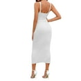 thumbnail image 3 of Franhais Women Long Dress Knitted Dress, Sleeveless V-neck Backless Solid Slim Fit Bodycon Dress Long Dress, 3 of 4