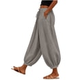 thumbnail image 5 of VBVC Women's Cotton Linen Harem Joggers Pants , Baggy Drawstring Boho Trousers For Women , Ladies' Summer Beach Pants with Pockets, S-2XL, 5 of 6