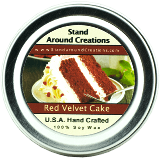 RED VELVET CAKE TIN 4-OZ. ALL NATURAL SOY CANDLE