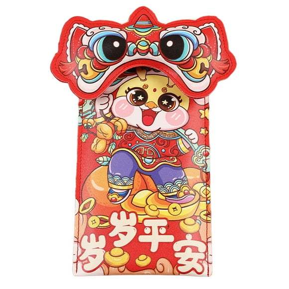 kusrkot Chinese Lunar New Year Red Envelopes Hong Bao Present PU 11x21cm Decorative Good B