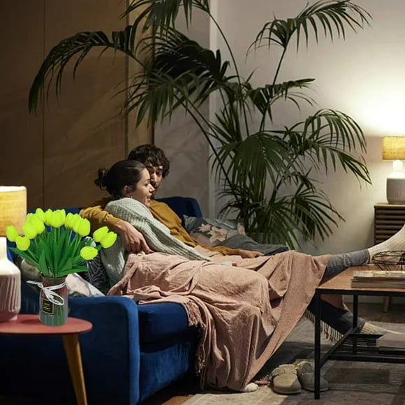 20 tulipanes artificiales | Ramo de tulipanes artificiales realistas con tallos de hierro flexibles | Tallos de tulipán de seda multicolor para decoración del hogar, bodas, centros de mesa y regalos.