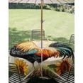 thumbnail image 3 of Outdoor Tablecloth with Umbrella Hole Zipper Retro Rooster Round Tablecloth 60" Waterproof Outside Table Cloth Pastoral Sunflower Watercolor Animals Patio Table Cover Tablecloths for Picnic Party, 3 of 8
