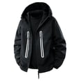 thumbnail image 2 of Men's Hooded Shell Jacket Water Repellent Windbreaker Coat Performance Travel Outerwear with Zipper Pockets for Hiking Camping Golf Fall Winter, Black, XL, 2 of 9