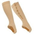 thumbnail image 2 of Zippered Compression Socks, Portable Compression Socks Nylon Washable  For Home Travel For Women Black Splicing,Skin Color Splicing, 2 of 8