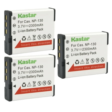 Image of Kastar 3-Pack Battery CNP-130 Replacement for Casio Exilim EX-ZR300 EX-ZR300GD EX-ZR300RD EX-ZR300WE Exilim EX-ZR310 EX-ZR310BK EX-ZR310GD EX-ZR310RD EX-ZR310WE Exilim EX-ZR320 Camera