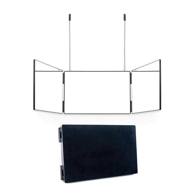 Tres espejos retráctiles ajustables colgantes Tres espejos LED maquillaje plegable Tres espejos