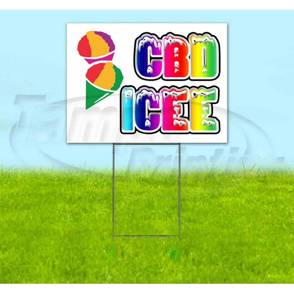 Rainbow Snow Caps Cbd Icee (18" X 24") Yard Sign, Includes Metal Step Stake