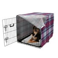 thumbnail image 2 of Plaid Dog Crate Cover, Classical British Tartan Design with a Modern Look Pink and Blue Tile Pattern, Easy to Use Pet Kennel Cover for Medium Large Dogs, 35" x 23" x 27", Blue Pink Grey, by Ambesonne, 2 of 6