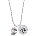 thumbnail image 1 of Delight Jewelry Silvertone Horseshoe Spinners Silvertone Script Initial Disc - U - Charm Necklace, 20"+3", 1 of 4