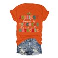 thumbnail image 1 of TSADFHJI T-Shirts pour Femmes Pack Ajusté T-Shirt Décontracté Col Rond Imprimé de Noël Manches Courtes Festif Vacances L Orange, 1 of 4