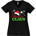 thumbnail image 3 of Inktastic Auntie Claus with Christmas Santa Hat and Snowflakes Women's Plus Size V-Neck T-Shirt, 3 of 5