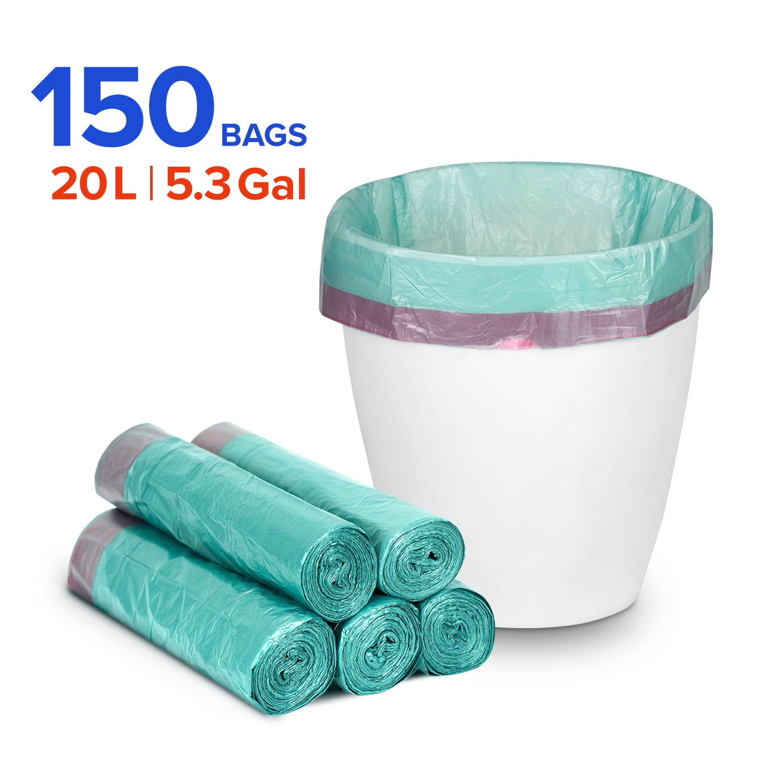 LSP 75PCS 20 Liter Trash Bags Durable Disposable Green Perforated