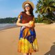 thumbnail image 4 of Easygdp Colorful Rooster para Vestido Transpirable de Mujer, Vestido Suelto de Manga Corta con Pliegues y Bolsillos para el Verano, 4 of 6