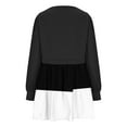 thumbnail image 5 of Elainilye Fashion Dresses for Women 2024 Casual Sweatshirt Long Sleeve Dress Round-Neck Ladies Patchwork Mini Dresses,Black, 5 of 6