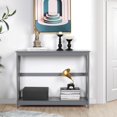 thumbnail image 4 of SSyao 2 Tier X-Design Console Table Sofa Side Table with Storage Shelf for Living Room Narrow Space, Entryway and Hallway-without Power Outlet-Grey, 4 of 10
