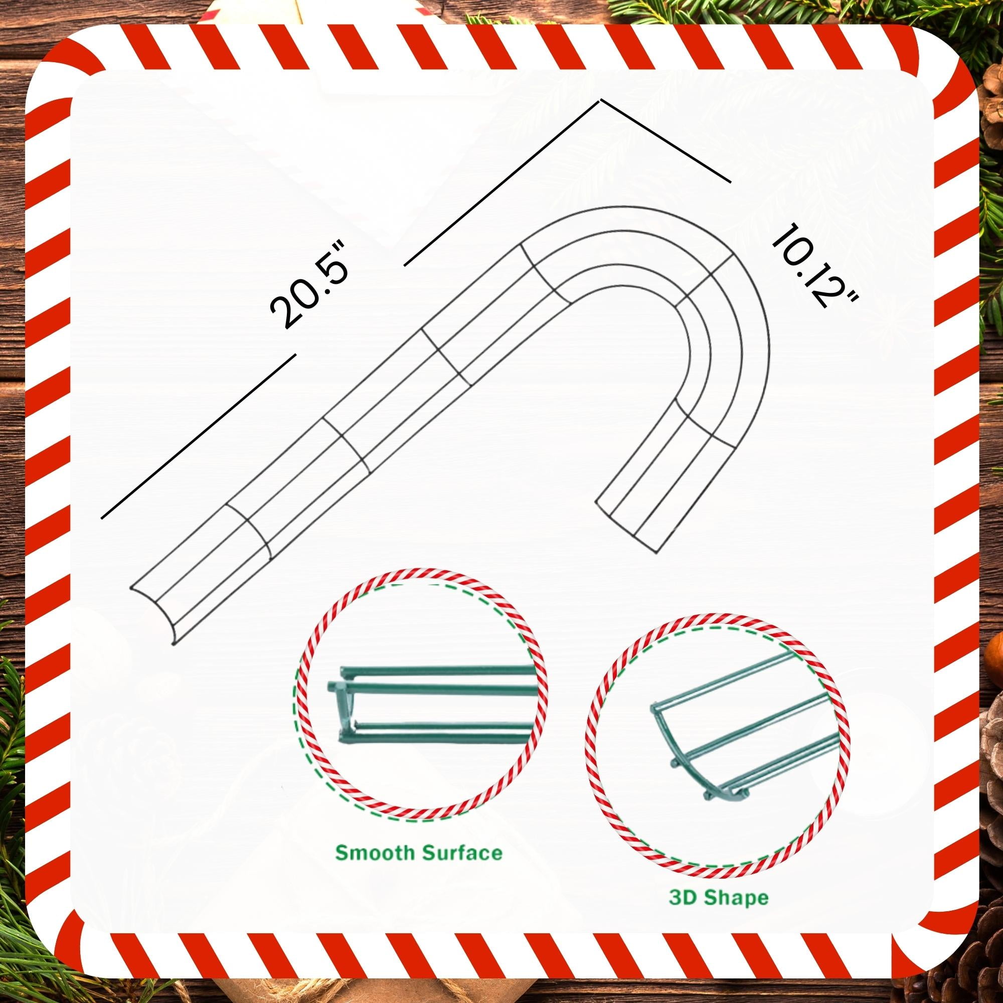 Candy Cane Shaped Wire Wreath Frame, Metal Wreath Forms J Letter Making Rings for DIY Christmas Thanksgiving New Year Holiday Home Decor Door Wall Garden Decoration 20.5-in. Set of 4