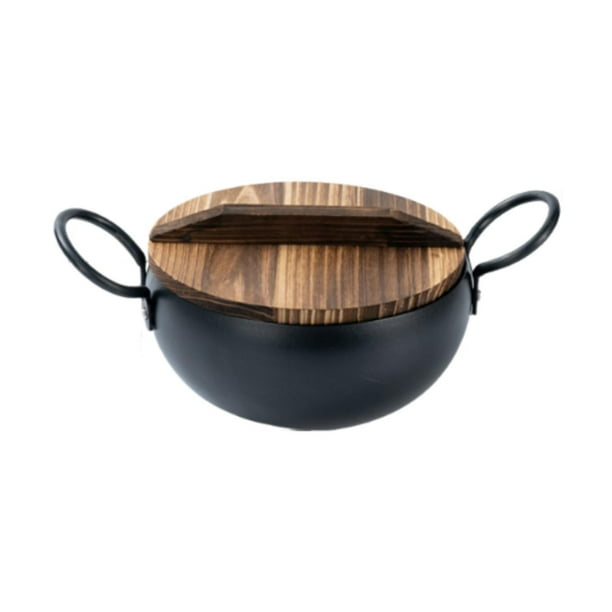 Stockpot soup olla de madera cubierta de madera de fideos de cocina de fideos con ola de tapa para sopa de vegetales de cocina desayuno para el hogar Boca de 20 cm