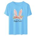 thumbnail image 4 of UPPADA Easter Femmes Oeufs Imprimé T-Shirts Heureux Easter Graphique Bunny Lapin Mignon T-Shirts Manches Courtes Décontracté Col Rond T-Shirts Été Basique Coupe Régulière Chemises Bleu,TG, 4 of 5