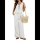 thumbnail image 1 of Conjunto de 2 Piezas para Mujer: Chaleco con Cuello en V y Cintura con Lazo, Pantalones Casuales de Pierna , , Talla XL, 1 of 9