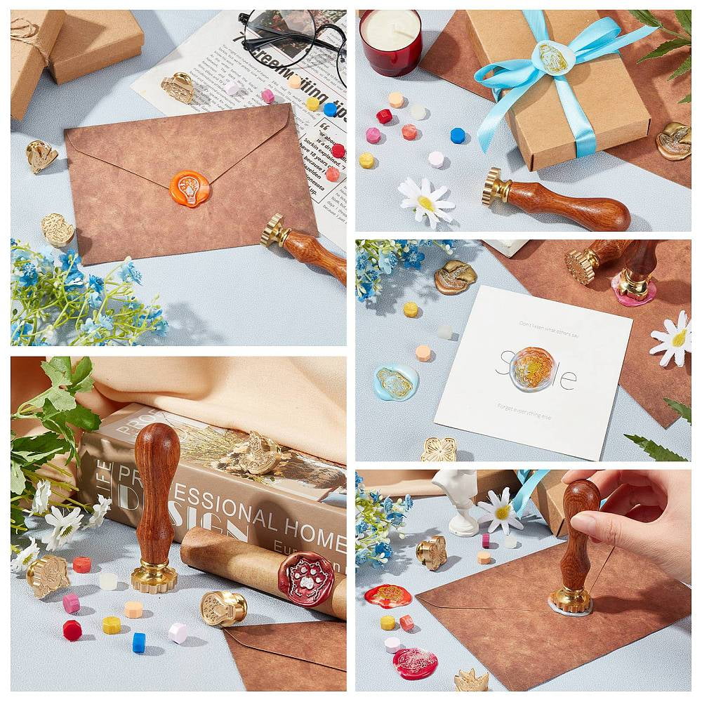 DIY Stamp Making Kits Including Seal Stamp Wax Stick Melting Pot Holder Wax Sticks Melting Spoon Paraffin Candles and Beading Tweezer 0.9cm 511pcs/set