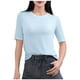 thumbnail image 1 of Tops de Manga Corta de Mujer Casual, Color Sólido Manga 1/2, Camiseta de Cuello Redondo, 1 of 6