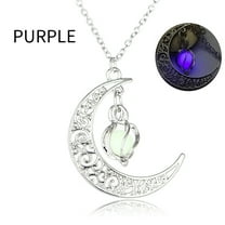 Guodhu Glow in The Dark Necklace Luminous Moon Jewelry Stone Pendant Necklace Halloween Fluorescent Necklace Accessories for Women