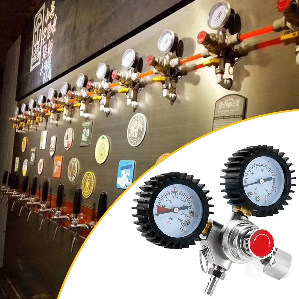 Dual Gauge CO2 Regulator, YIHOR CGA-320 Keg Regulator Keg Beer Regulator for Draft Beer Homebrew Beer Brewing Wine Making