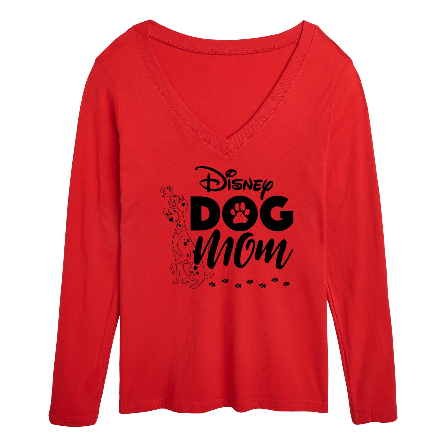 Disney Classics - Cats & Dogs - Disney Dog Mom -Women's Long Sleeve V-Neck Graphic  T-Shirt - Walmart.com