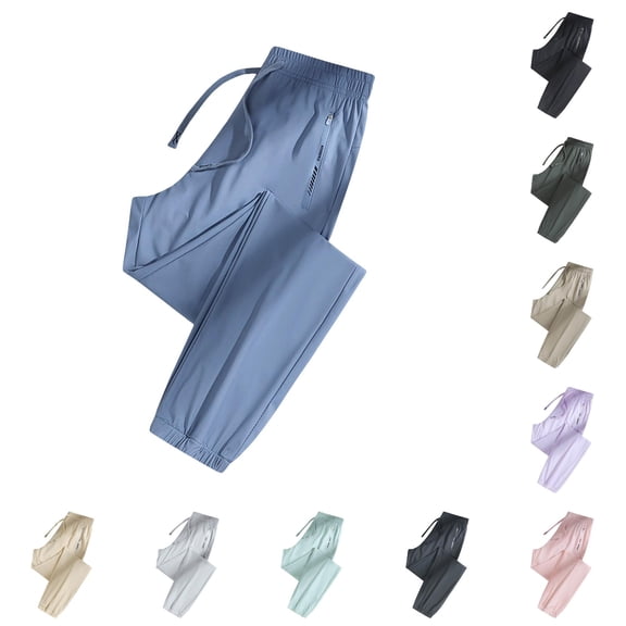 CUZIBR Workout Pants For Women Baggy Athletic Joggers With Zipper Pocket Drawstring Elastic Waist Stretch Pants Lightweight Everyday Running Activewear Comfort Club Bottoms,Blue,S