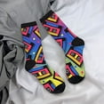 thumbnail image 5 of Fotbe Vintage Audio Cassettes Pattern Long Socks for Men & Women – Breathable & Stretchy Compression Socks, Ideal for Running, Travel, and Everyday Wear Size 5-11, 5 of 6