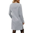 thumbnail image 5 of UVN Dresses for Women Fall Winter Long Sleeve Crewneck Casual Pullover Sweatshirt Dress with Side Split, 5 of 9