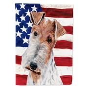 Carolines Treasures SC9628CHF Wire Fox Terrier with American Flag USA Flag Canvas House Size , Large, multicolor